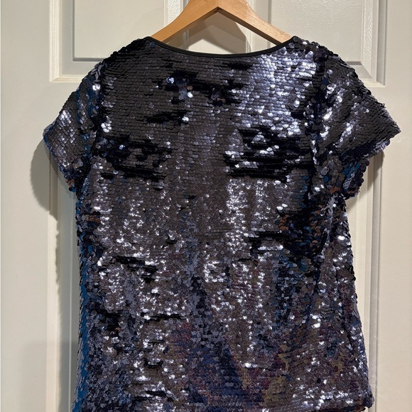 Anthropologie Leifsdottir sequence tshirt top sz M navy blue - Picture 4 of 8